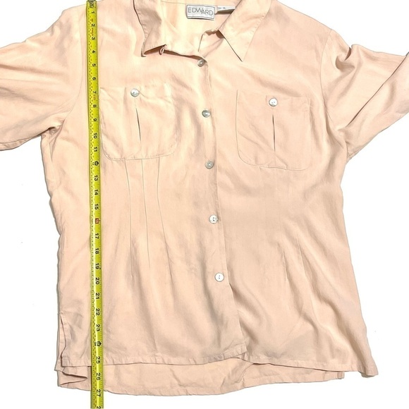 Edward Woman 100% SILK Light Salmon Long Sleeve Button Shirt Size XL - Picture 10 of 12